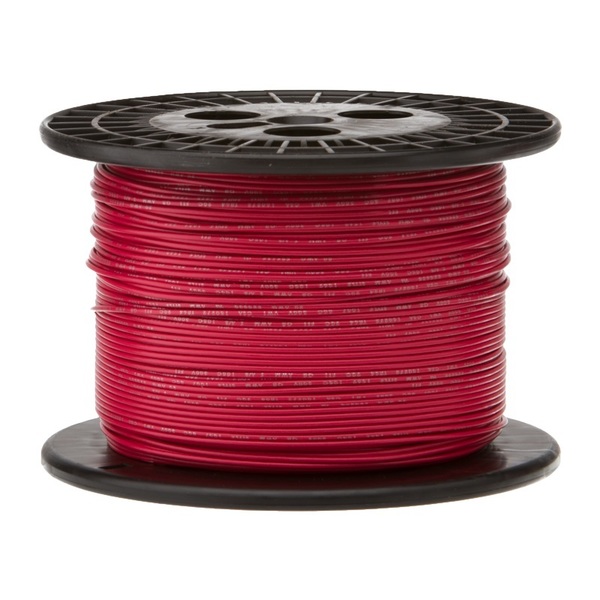 Remington Industries 22 AWG Gauge Solid Hook Up Wire, 1000 ft Length, Red, 0.0253" Diameter, UL1007, 300 Volts 22UL1007SLDRED1000